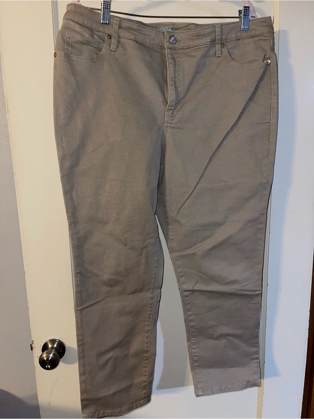 Terra & Sky Straight-Leg Jeans in Taupe